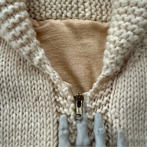 💀 SOLD 💀 Vintage 50s Cowichan Flying Duck Lined Chunky Wool Knit Sweater ~ S - Picture 7 of 9